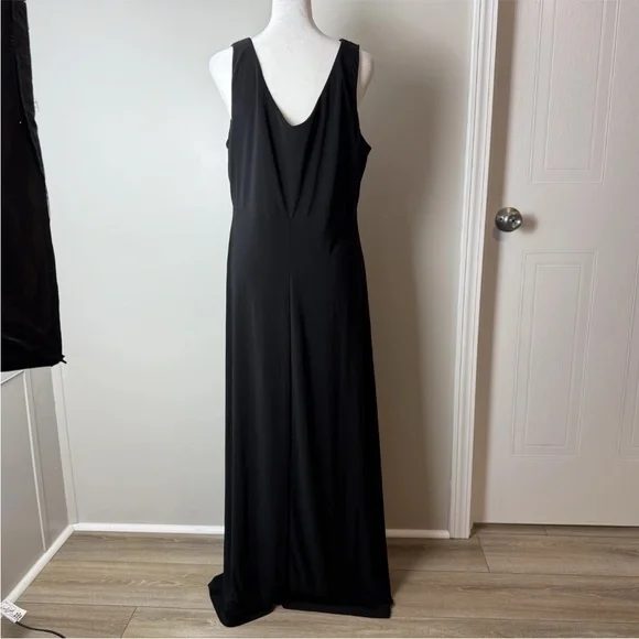 SOLD Dressbarn Maxi Dress Size 14 Sleeveless Black Beaded Embroidered Scoop Neck - Picture 5 of 6